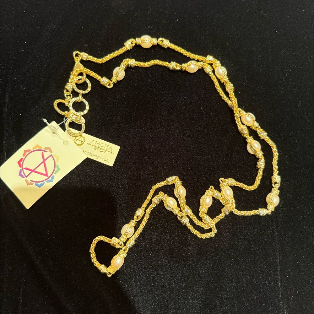 Amrita Singh Gold and White Pearl Necklace